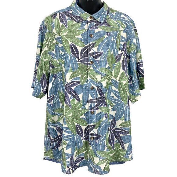 Tommy Bahama Aloha Short Sleeve XL Extra Large Blue Green Coconut Point Collar - Picture 1 of 9